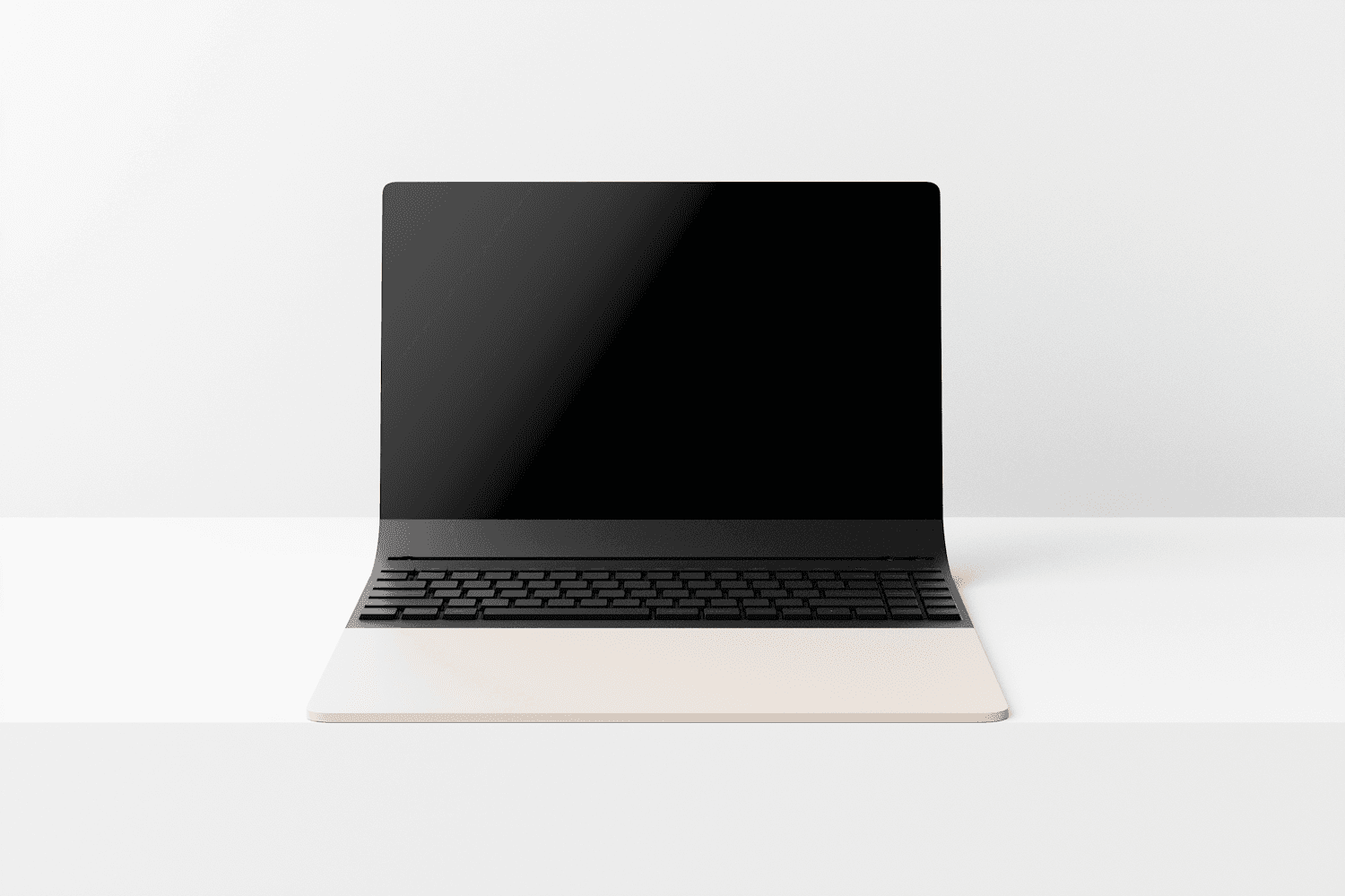 A minimalist laptop on a clean white desk